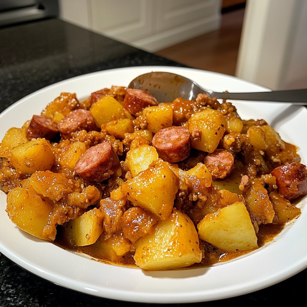 Kartoffelgulasch mit Würstchen