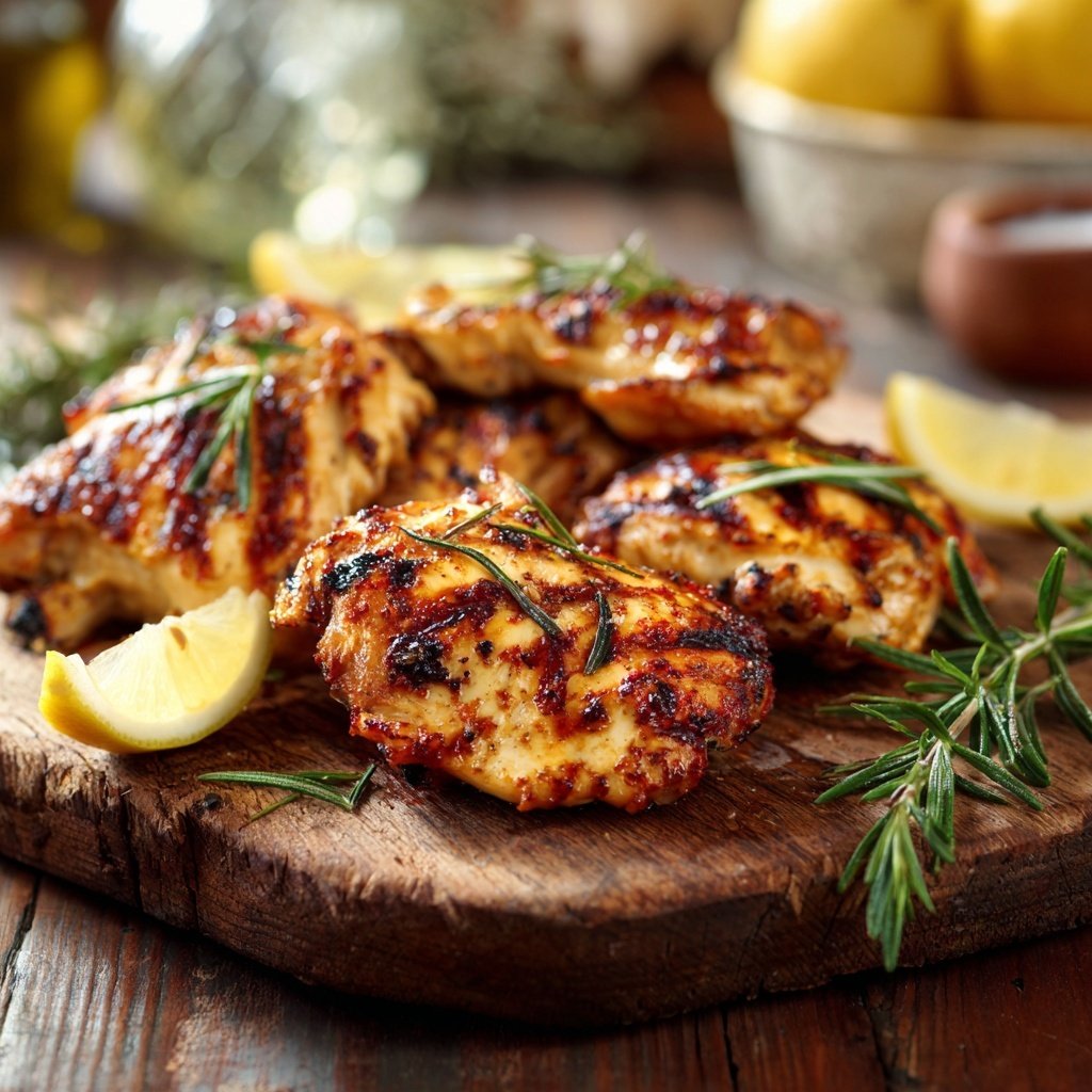 Gegrilltes Zitronen Hähnchen Mit Rosmarin
