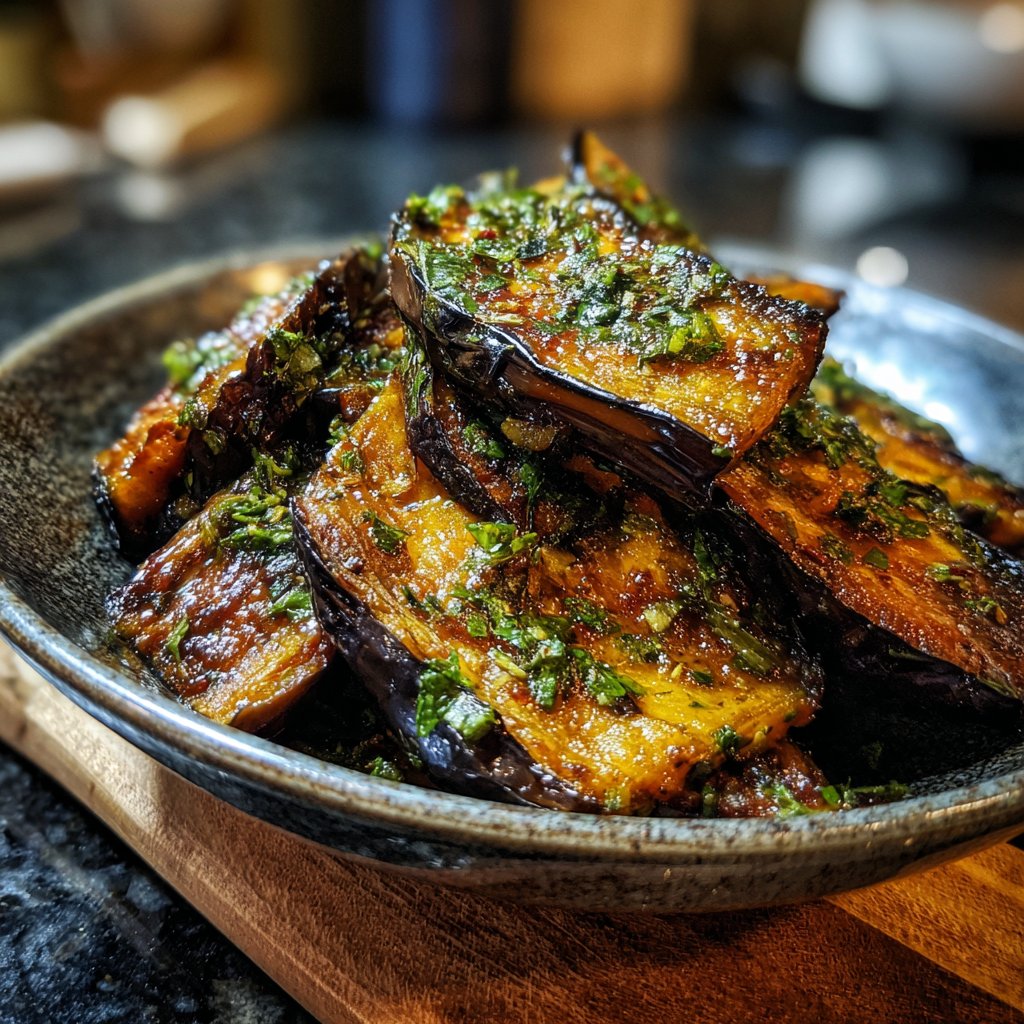 Auberginen aus der Pfanne mit Kräutern