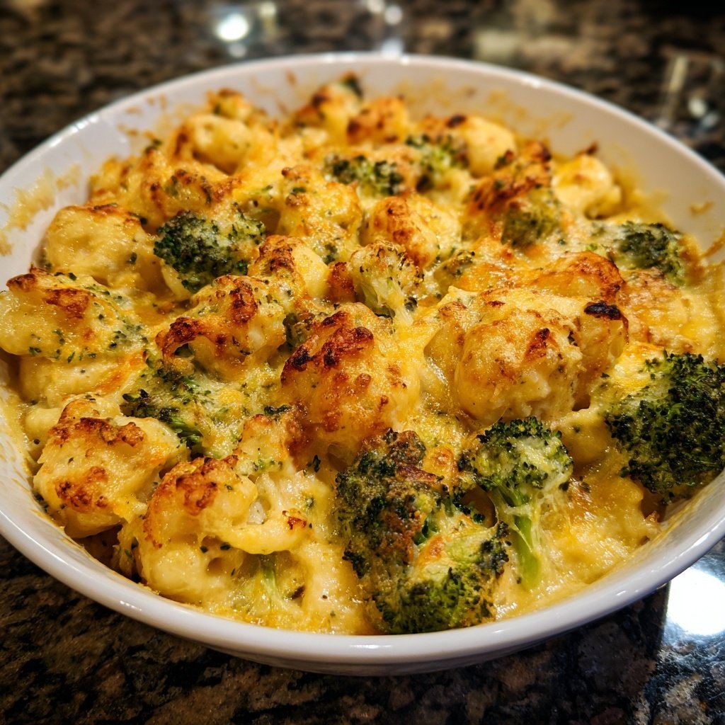 Vegetarischer Nudelauflauf mit Brokkoli